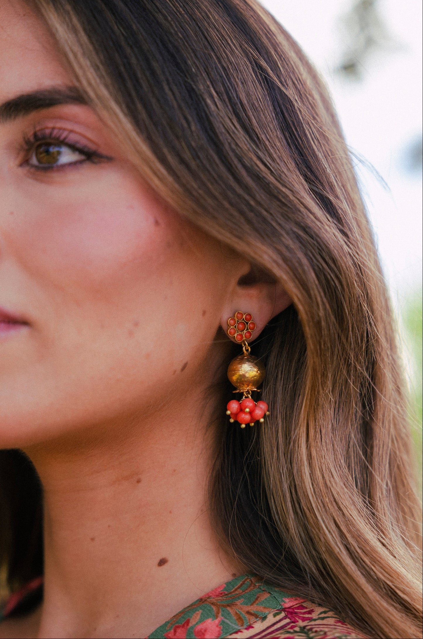 Pendientes Flor Granada Coral PEN254 (imagen 2)