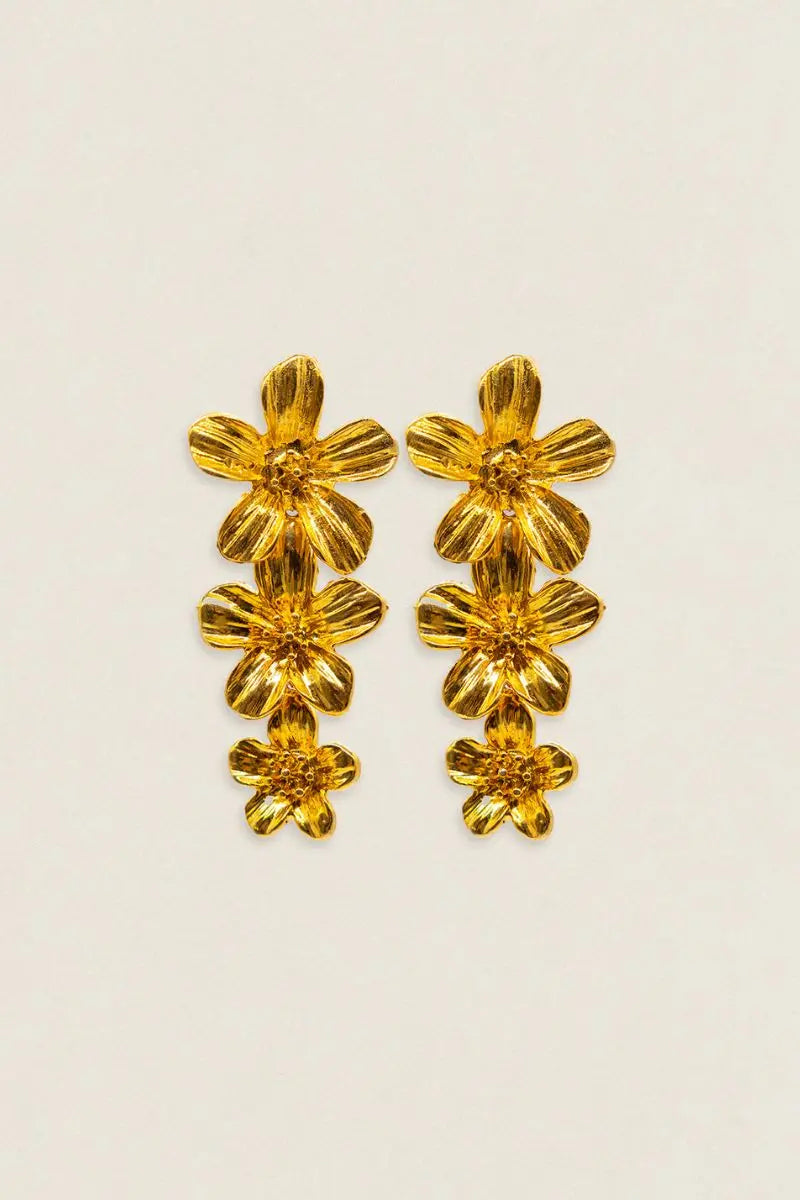 Pendientes Carmeron Triple Flor Dorado PEN97