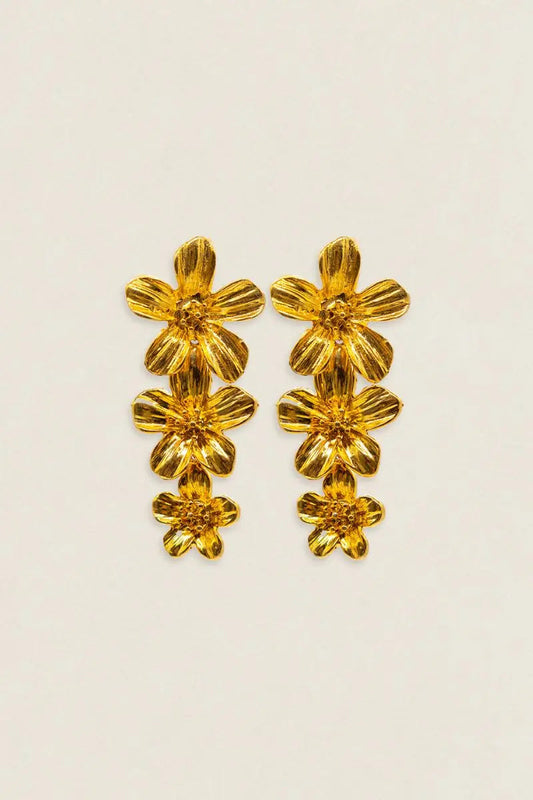 Pendientes Carmeron Triple Flor Dorado PEN97