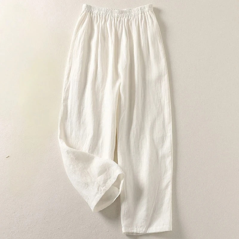 Pantalones fluidos de algodón y lino — modelo Gabriella (imagen 5)