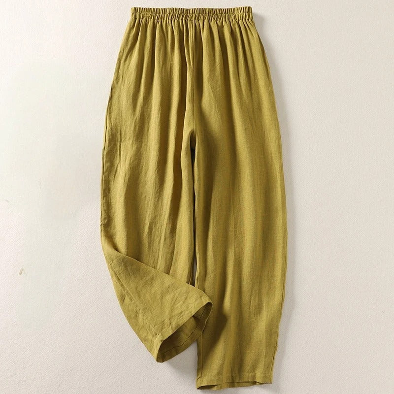 Pantalones fluidos de algodón y lino — modelo Gabriella (imagen 2)
