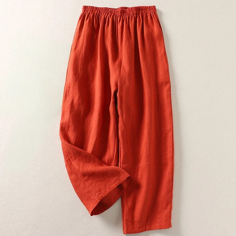 Pantalones fluidos de algodón y lino — modelo Gabriella