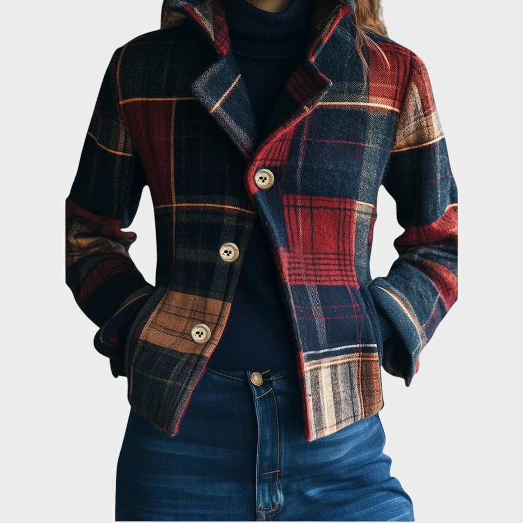 Chaqueta Clásica de Lana a Cuadros — modelo Noella™