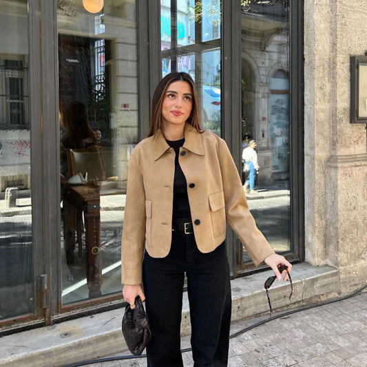 Chaqueta De Piel Serraje — modelo Lucia