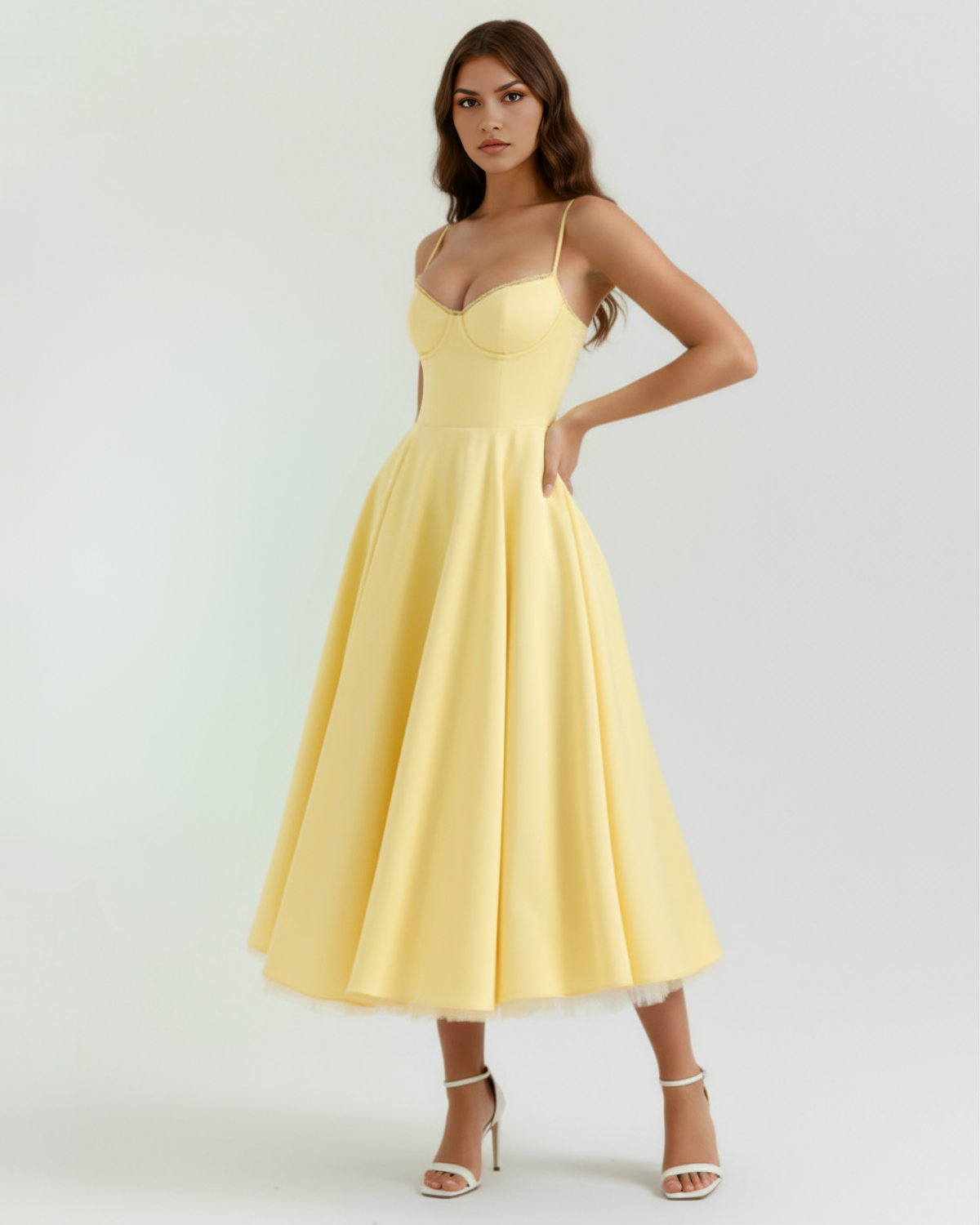 Amarillo mantequilla con tul en capas y detalles secretos — modelo Vestido Selene™ (imagen 5)