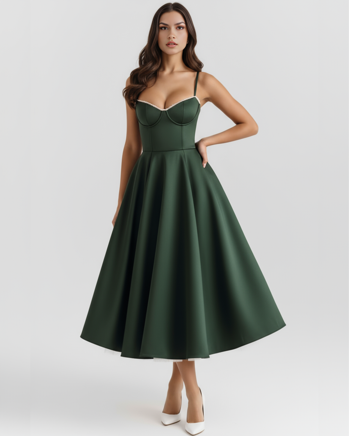 Verde bosque con tul en capas — modelo Vestido Selene™ (imagen 5)
