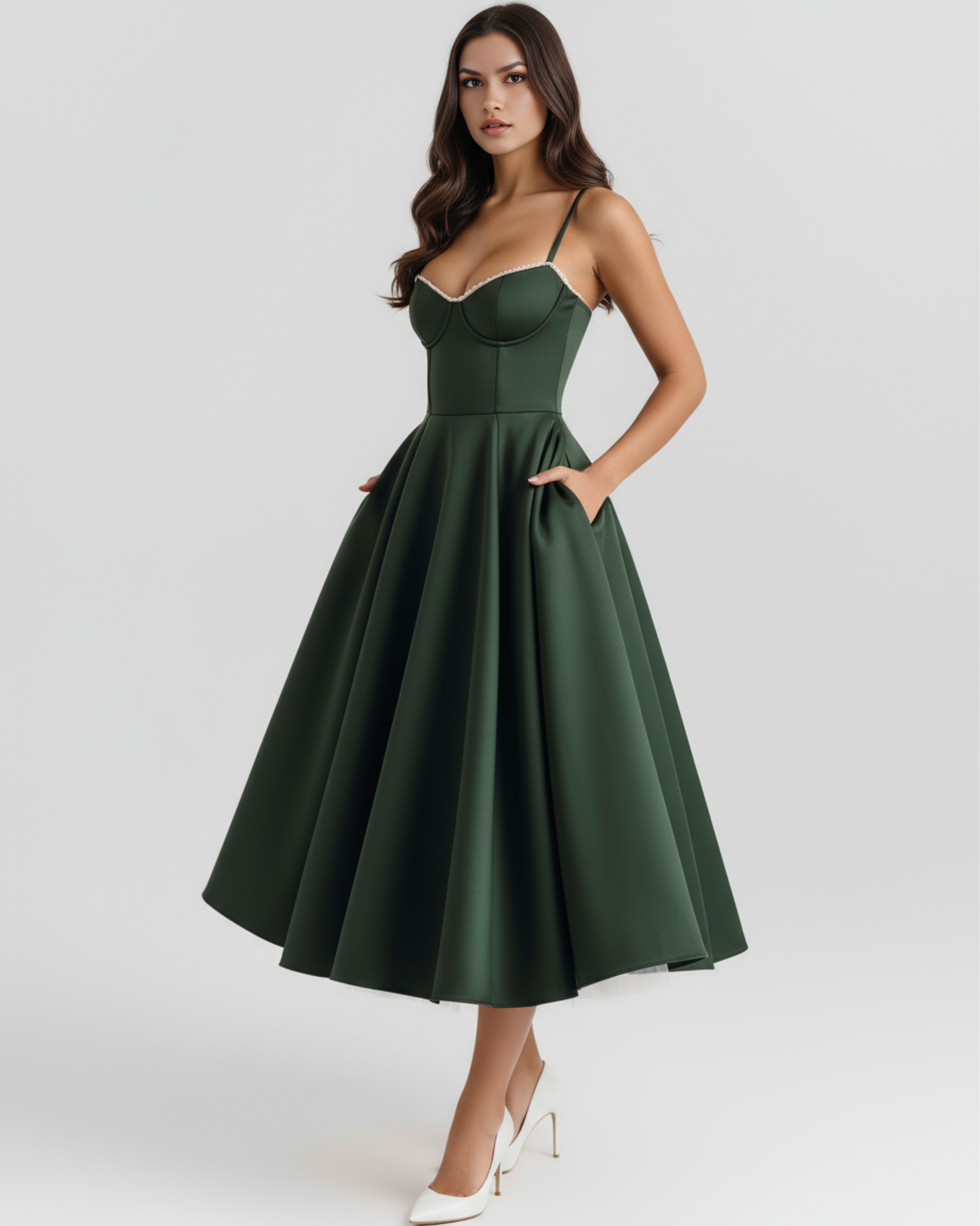 Verde bosque con tul en capas — modelo Vestido Selene™ (imagen 2)