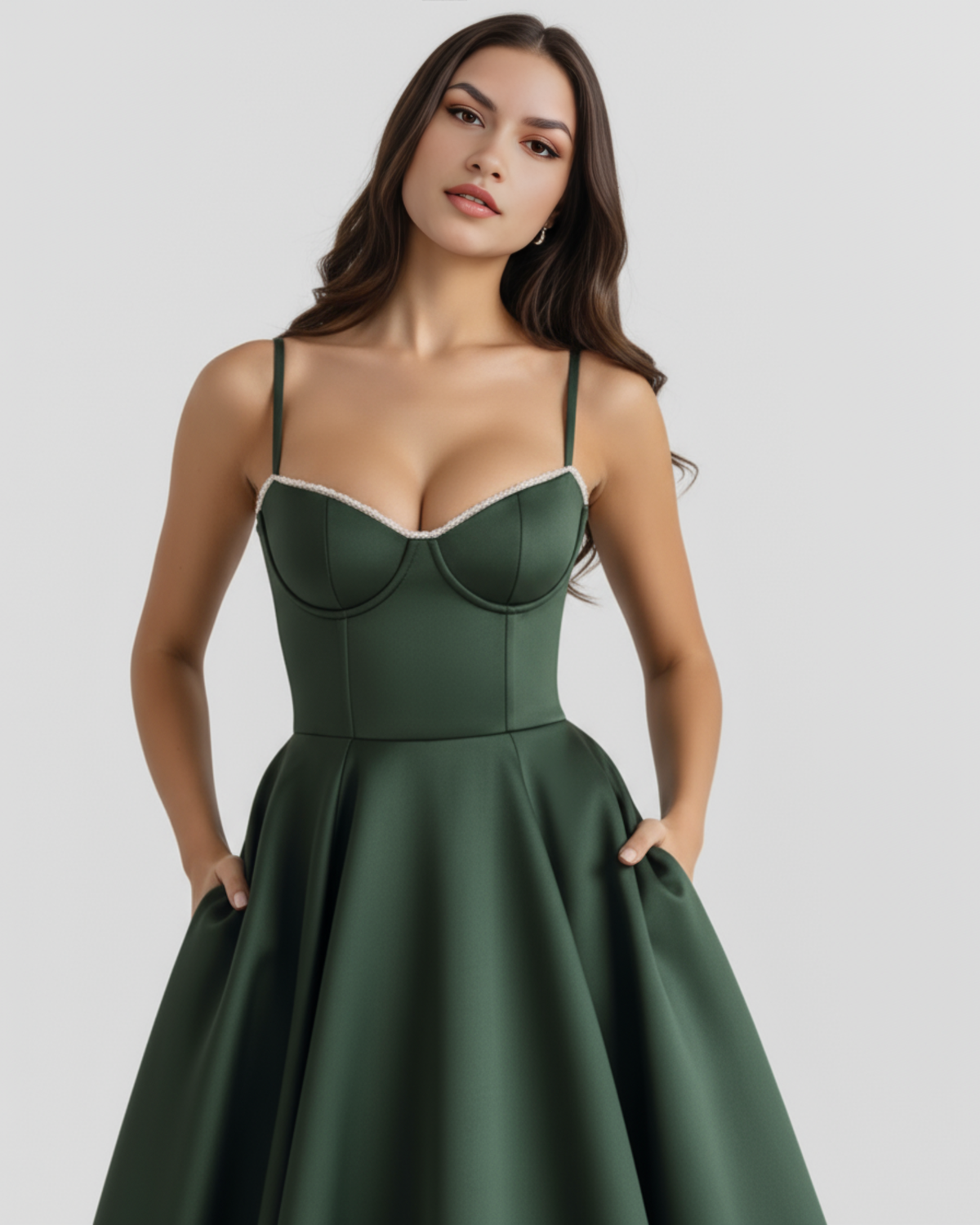 Verde bosque con tul en capas — modelo Vestido Selene™ (imagen 6)