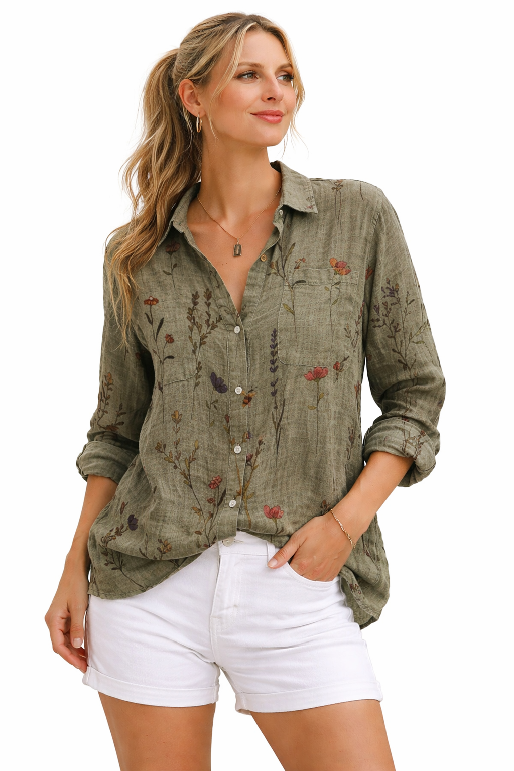 Gema - Blusa con stampado floral vintage