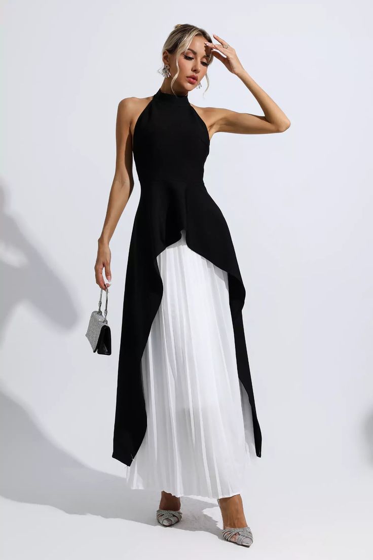 Elegancia minimalista en blanco y negro — modelo Vestido Candela™