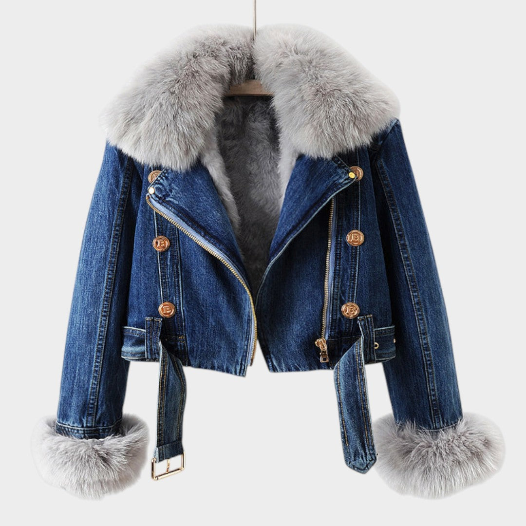 Chaqueta Vaquera Mujer con Cuello de Pelo — modelo Alessia™ (imagen 2)