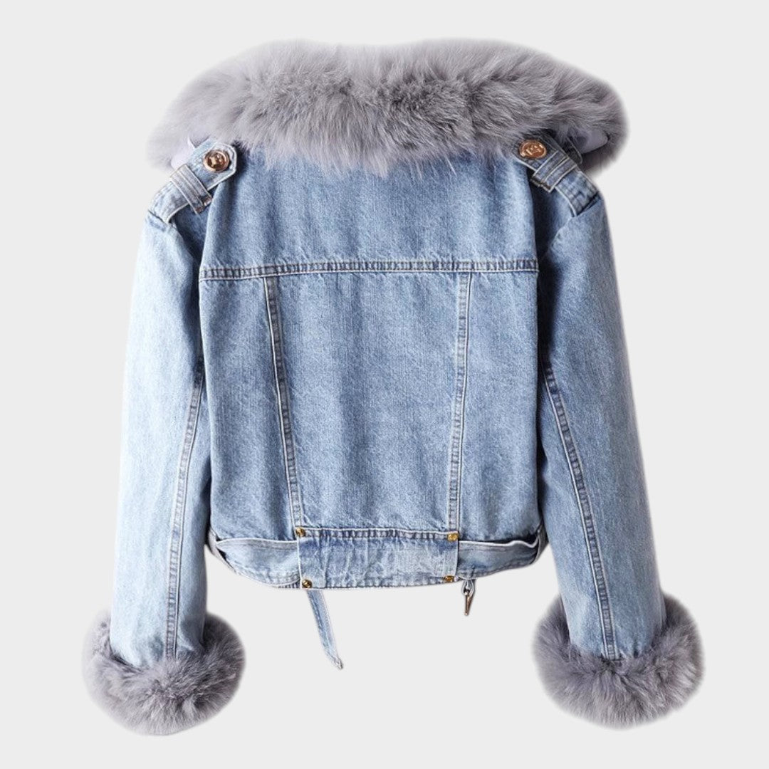 Chaqueta Vaquera Mujer con Cuello de Pelo — modelo Alessia™ (imagen 3)