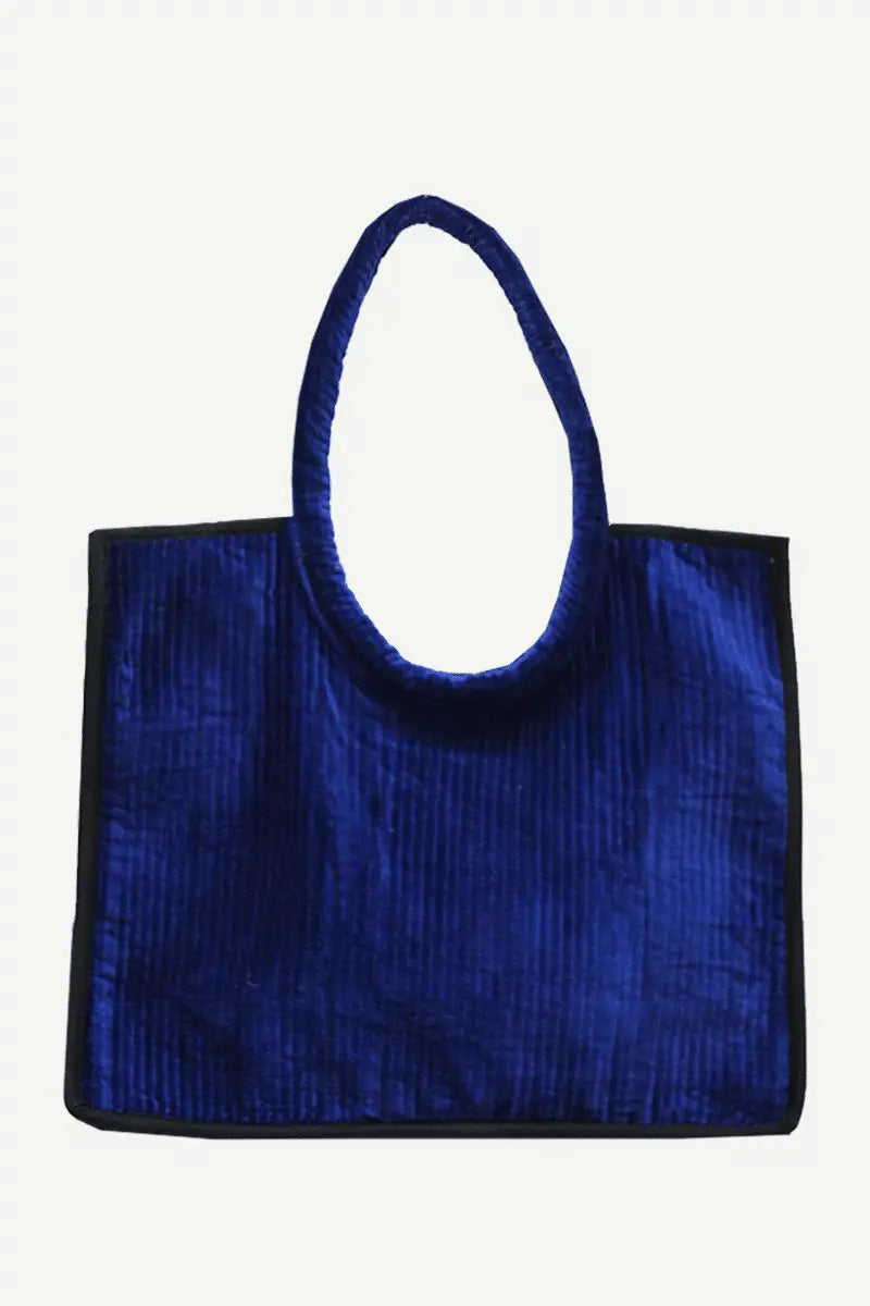 Bolso Shopper de Terciopelo Azul Eléctrico - Elegante y Sofisticado