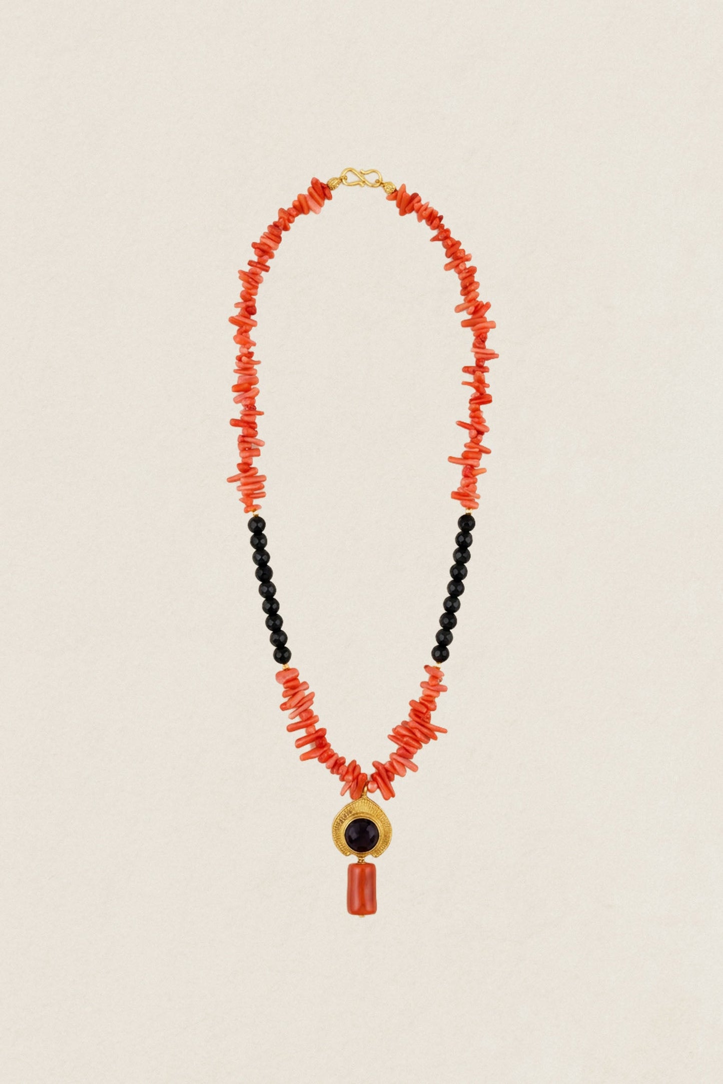 Collar Cecile Corales Bicolor Naranja-Negro CO93