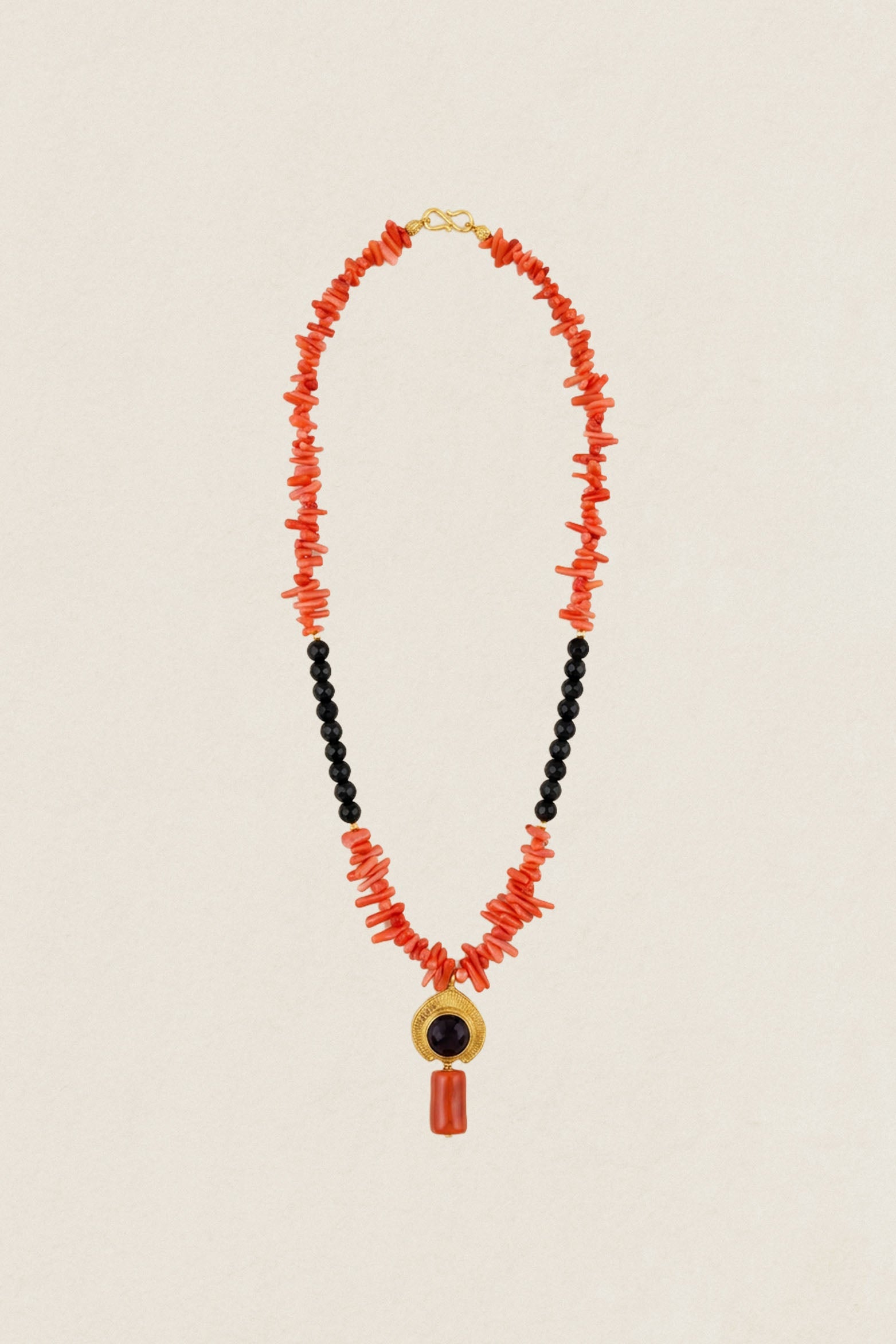 Collar Cecile Corales Bicolor Naranja-Negro CO93