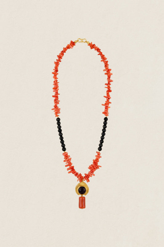 Collar Cecile Corales Bicolor Naranja-Negro CO93