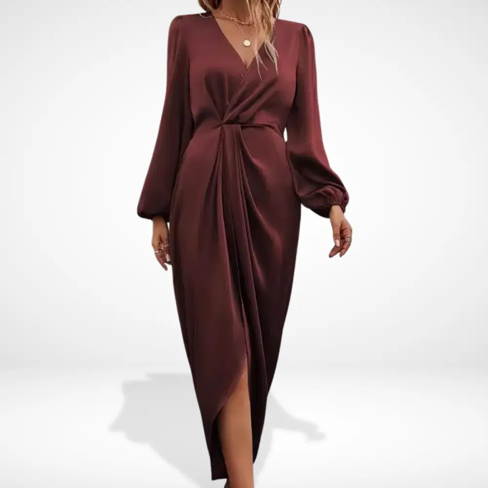 Vestido de noche midi con drapeado central — modelo Vestido Martina™ (imagen 3)
