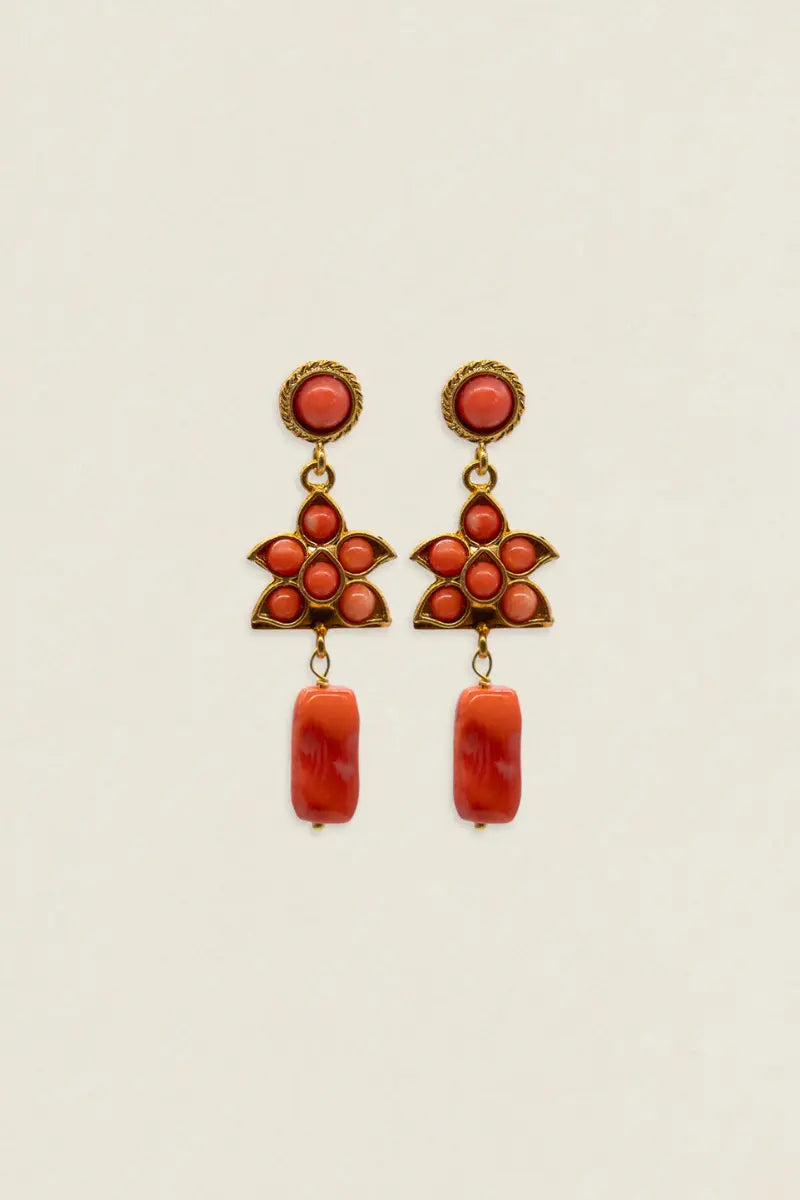 Pendientes Flor Coral Colgante PEN24