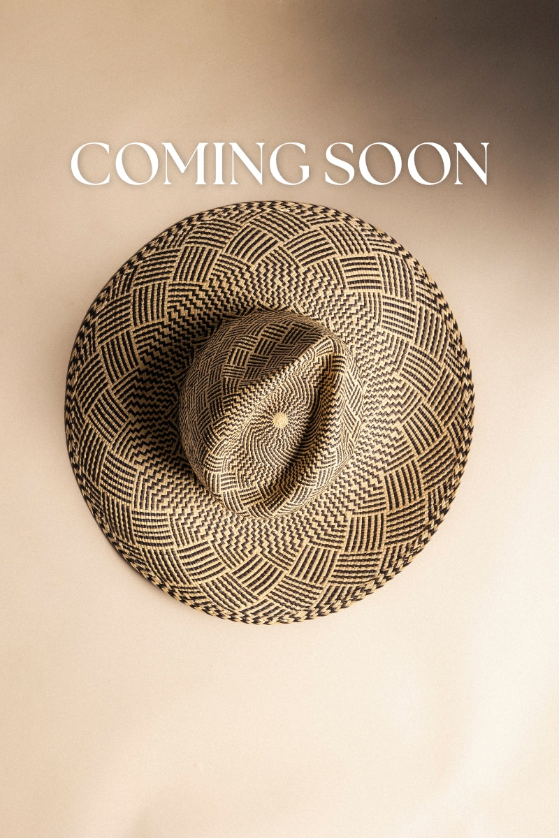 Sombrero Panamá de Rafia - Negro y Natural (imagen 2)