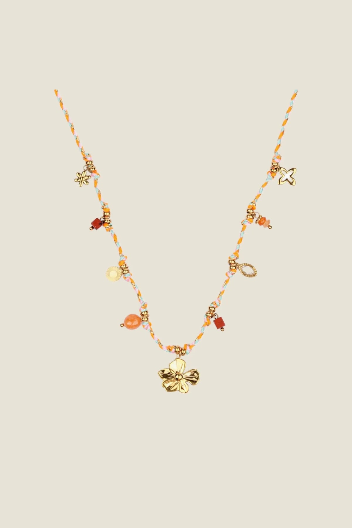 Collar Camila Aventurina Roja Flor Co42