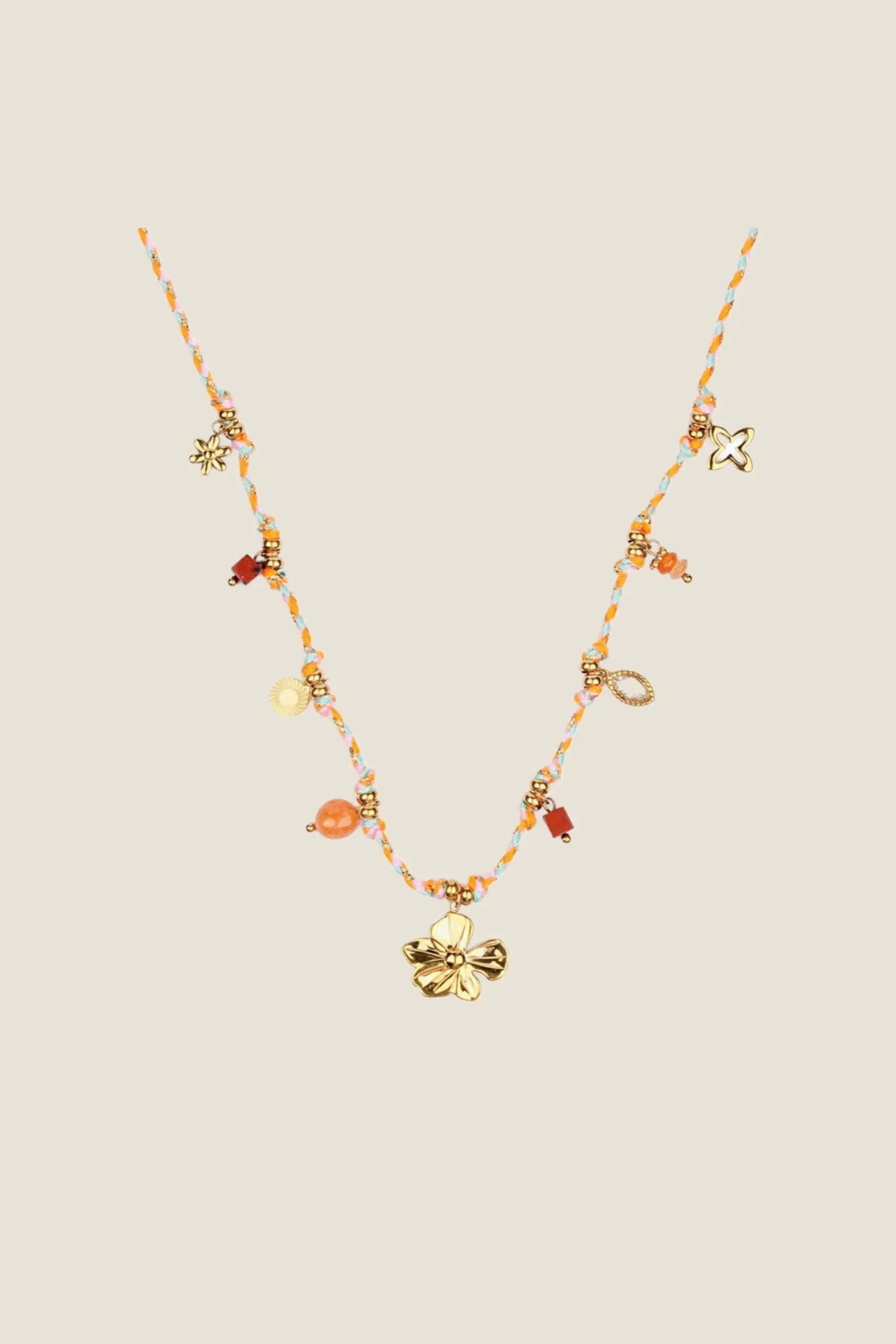 Collar Camila Aventurina Roja Flor Co42