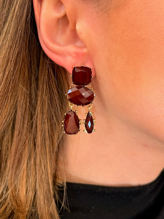 Pendientes de piedras marrones — Estilo Valentina