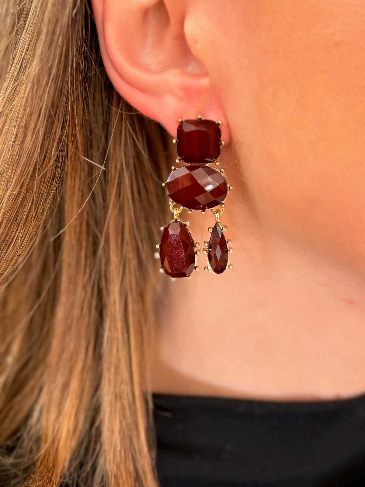 Pendientes de piedras marrones — Estilo Valentina (imagen 3)