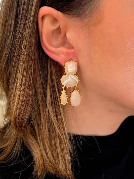 Pendientes con piedras marfil Alba