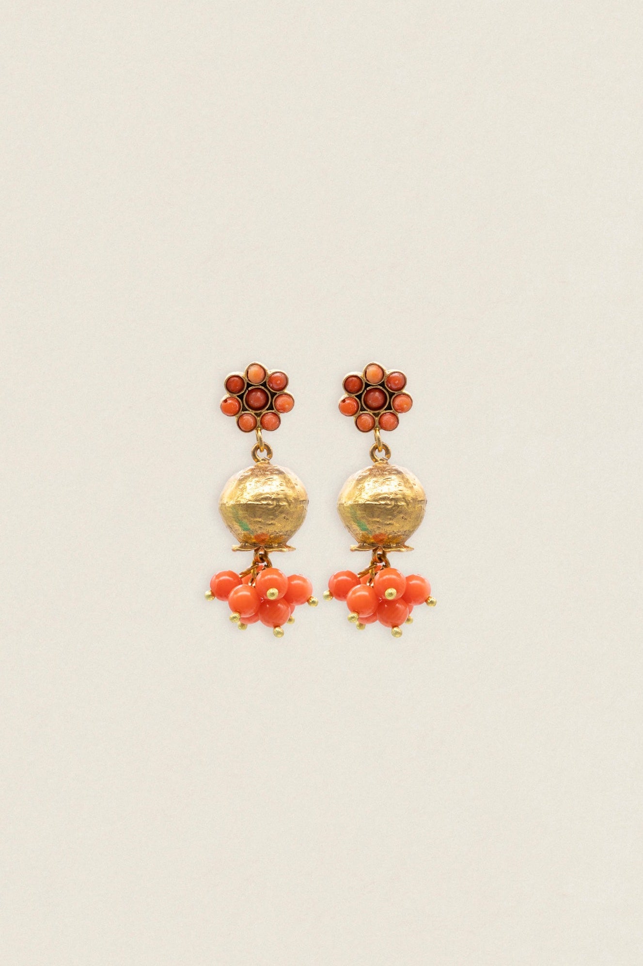 Pendientes Flor Granada Coral PEN254