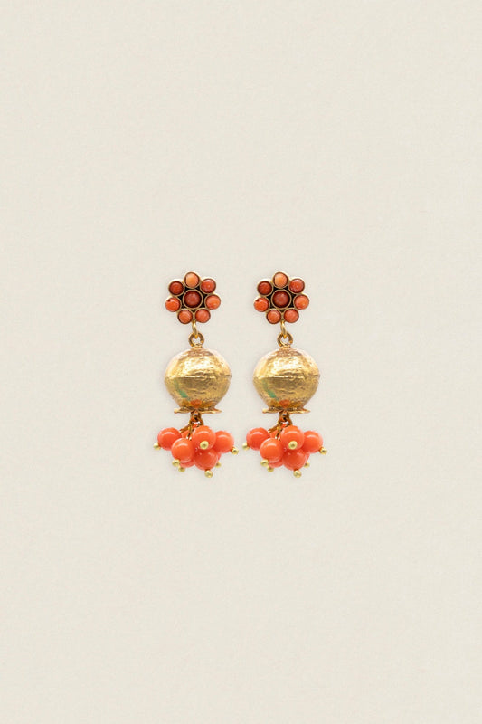 Pendientes Flor Granada Coral PEN254