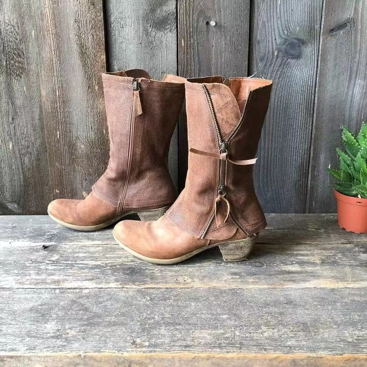 Botas altas de mujer marrones con cremallera — modelo Natalia™ (imagen 4)