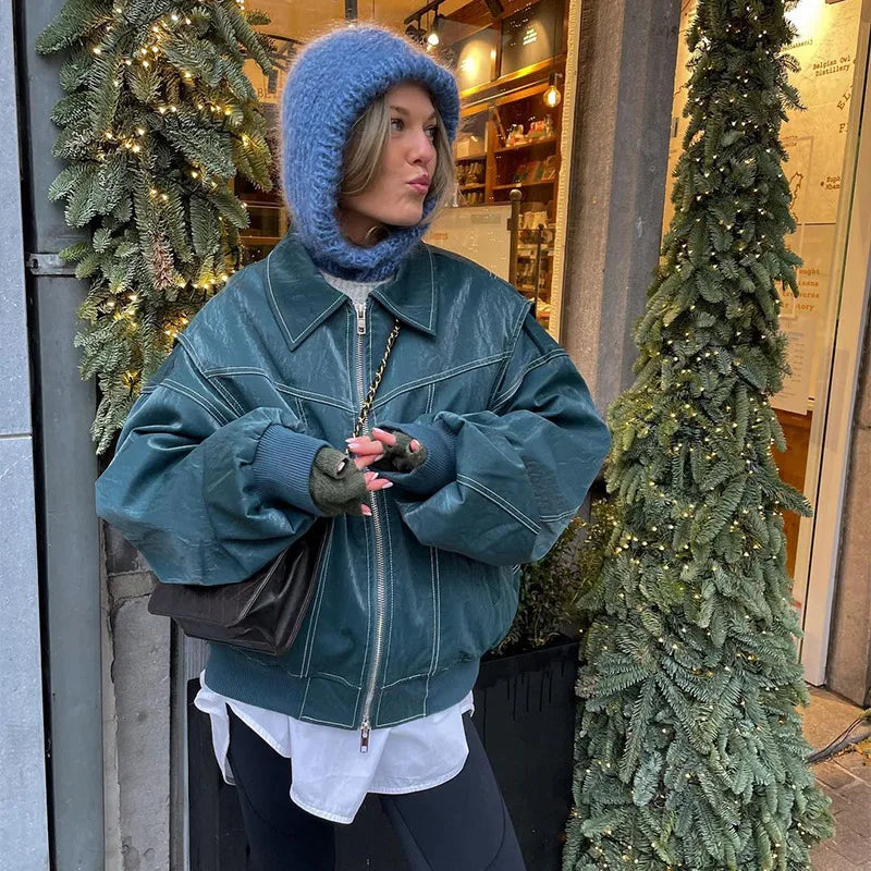 Chaqueta de Cuero Oversize — modelo Jacqueline (imagen 2)