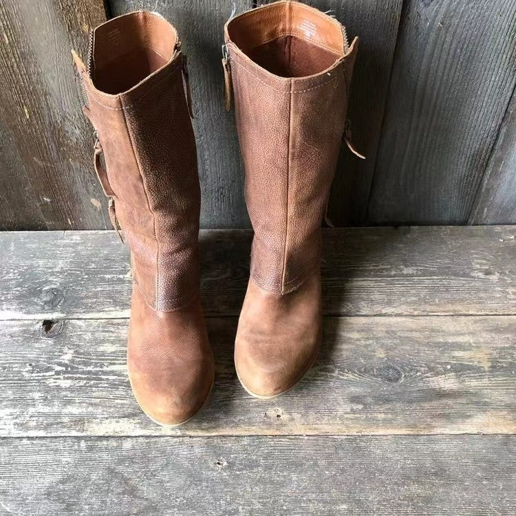 Botas altas de mujer marrones con cremallera — modelo Natalia™ (imagen 2)