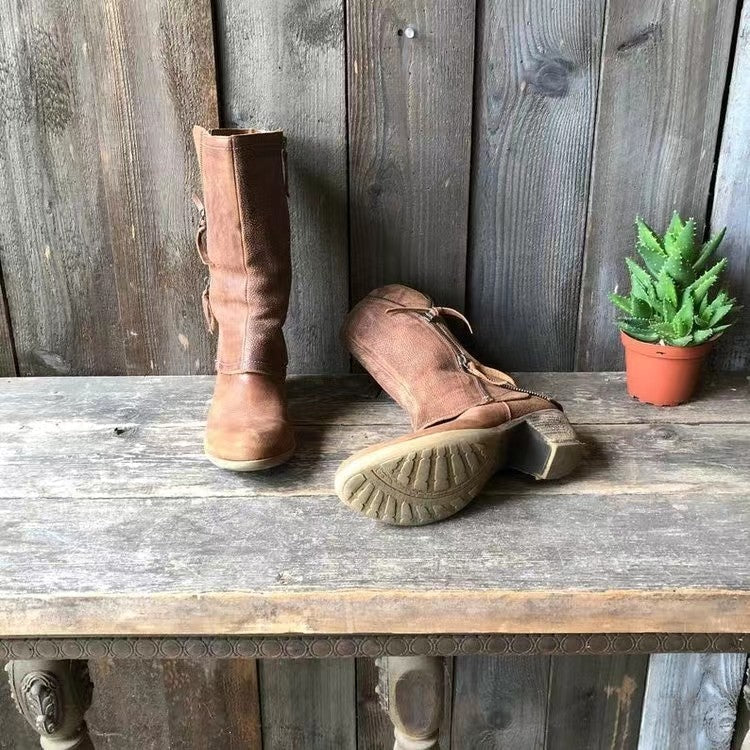 Botas altas de mujer marrones con cremallera — modelo Natalia™ (imagen 3)