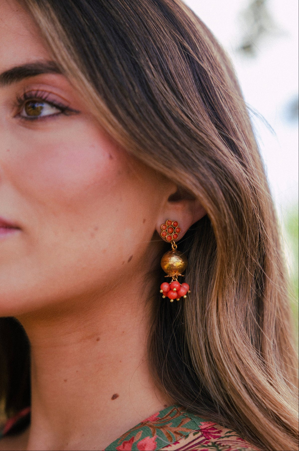 Pendientes Flor Granada Coral PEN254 (imagen 2)