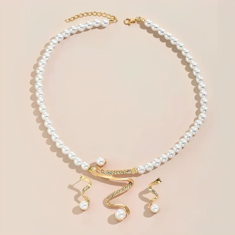 Juego de collar y pendientes de perlas naturales (imagen 5)