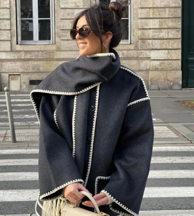 Abrigo De Lana Con Flecos — modelo Paola (imagen 19)