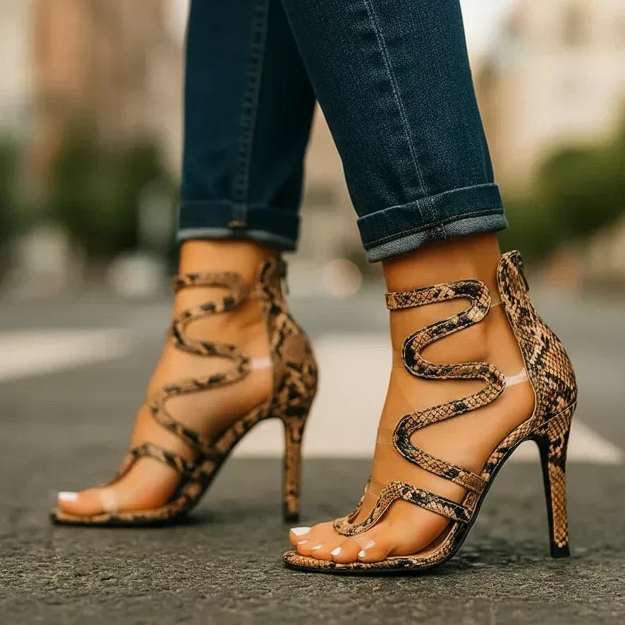 Sandalia de tacón de aguja con textura envolvente — modelo Noelia (imagen 5)