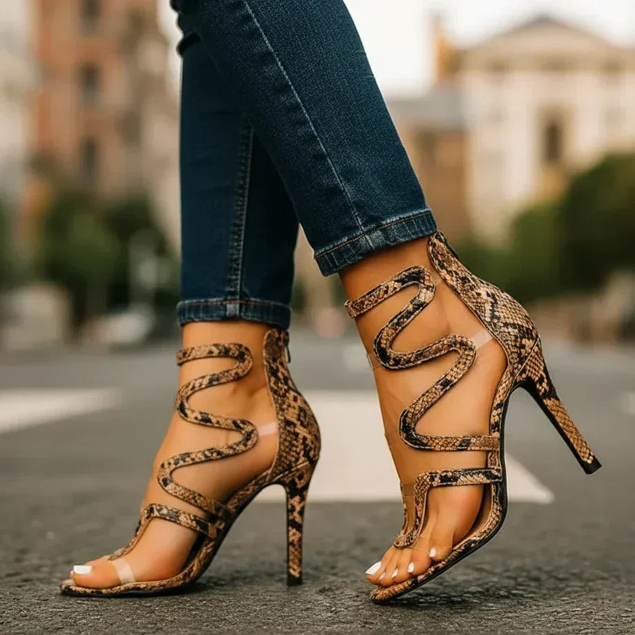 Sandalia de tacón de aguja con textura envolvente — modelo Noelia (imagen 4)