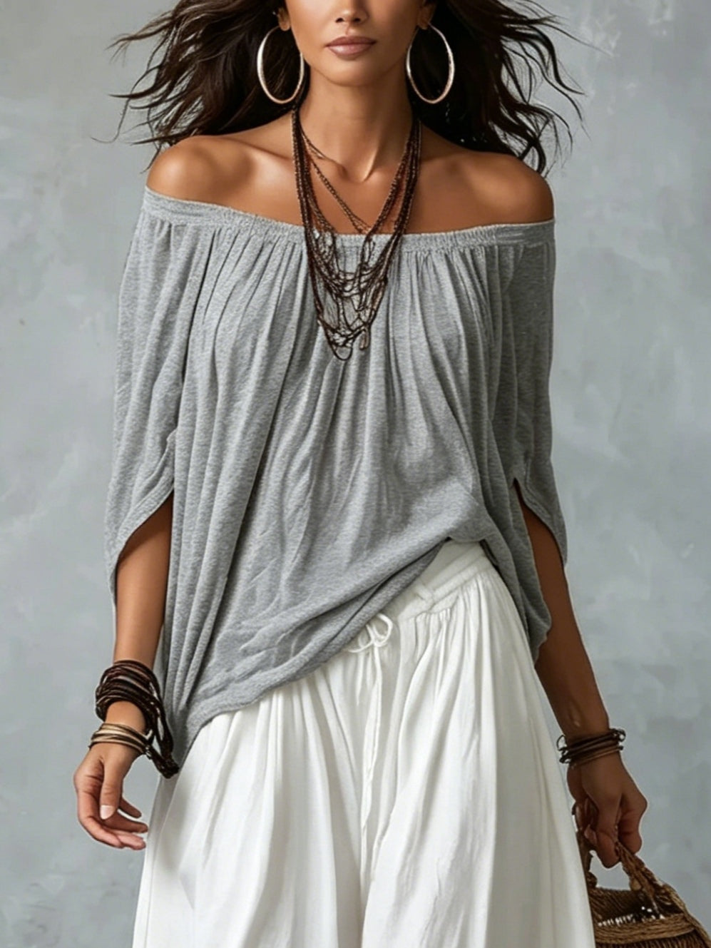 Luna · Conjunto de hombros descubiertos y pantalón fluido (imagen 3)