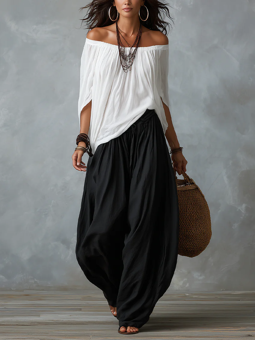 Luna · Conjunto de hombros descubiertos y pantalón fluido (imagen 4)