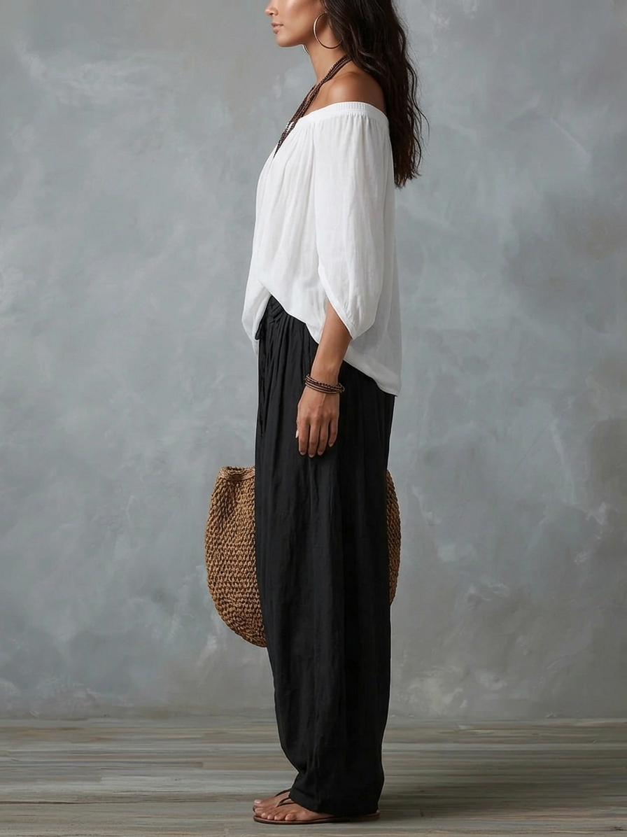 Luna · Conjunto de hombros descubiertos y pantalón fluido (imagen 13)