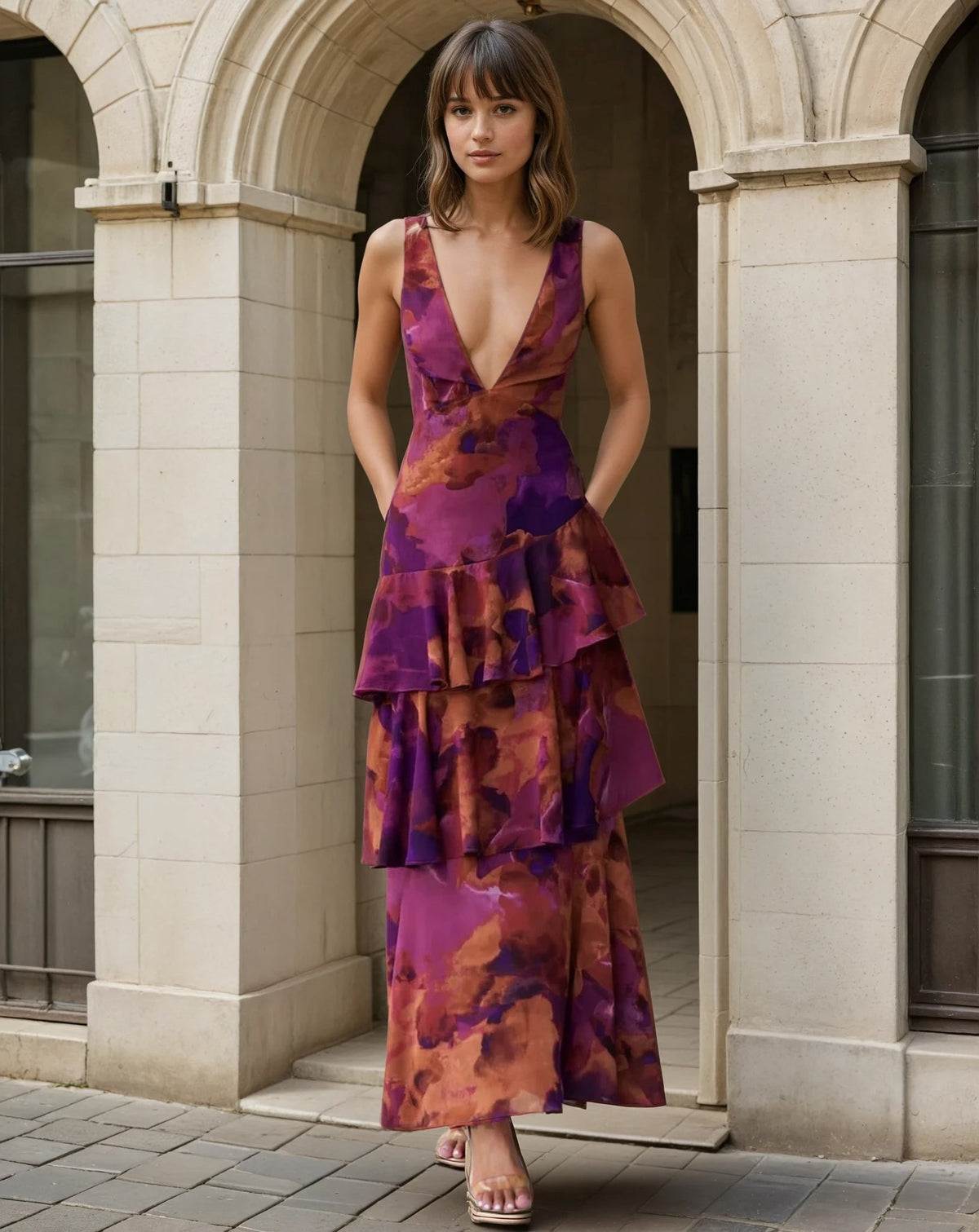 Movimiento y elegancia floral en cada paso — modelo Vestido Sofía™