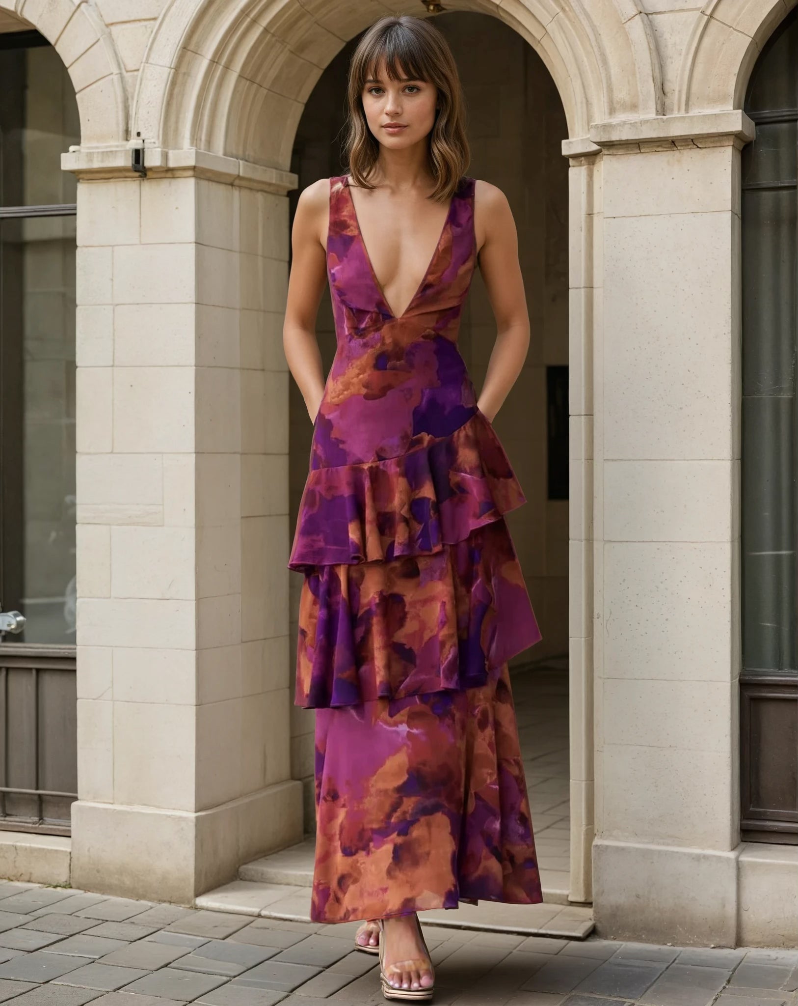 Movimiento y elegancia floral en cada paso — modelo Vestido Sofía™