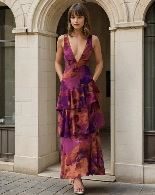Movimiento y elegancia floral en cada paso — modelo Vestido Sofía™
