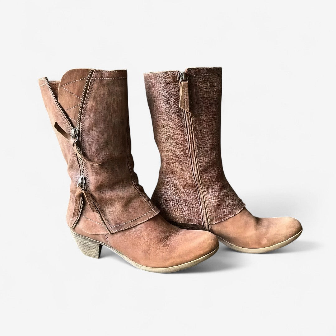 Botas altas de mujer marrones con cremallera — modelo Natalia™