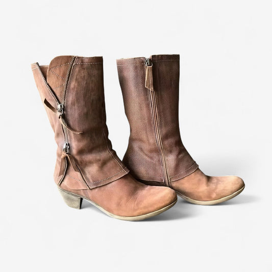 Botas altas de mujer marrones con cremallera — modelo Natalia™
