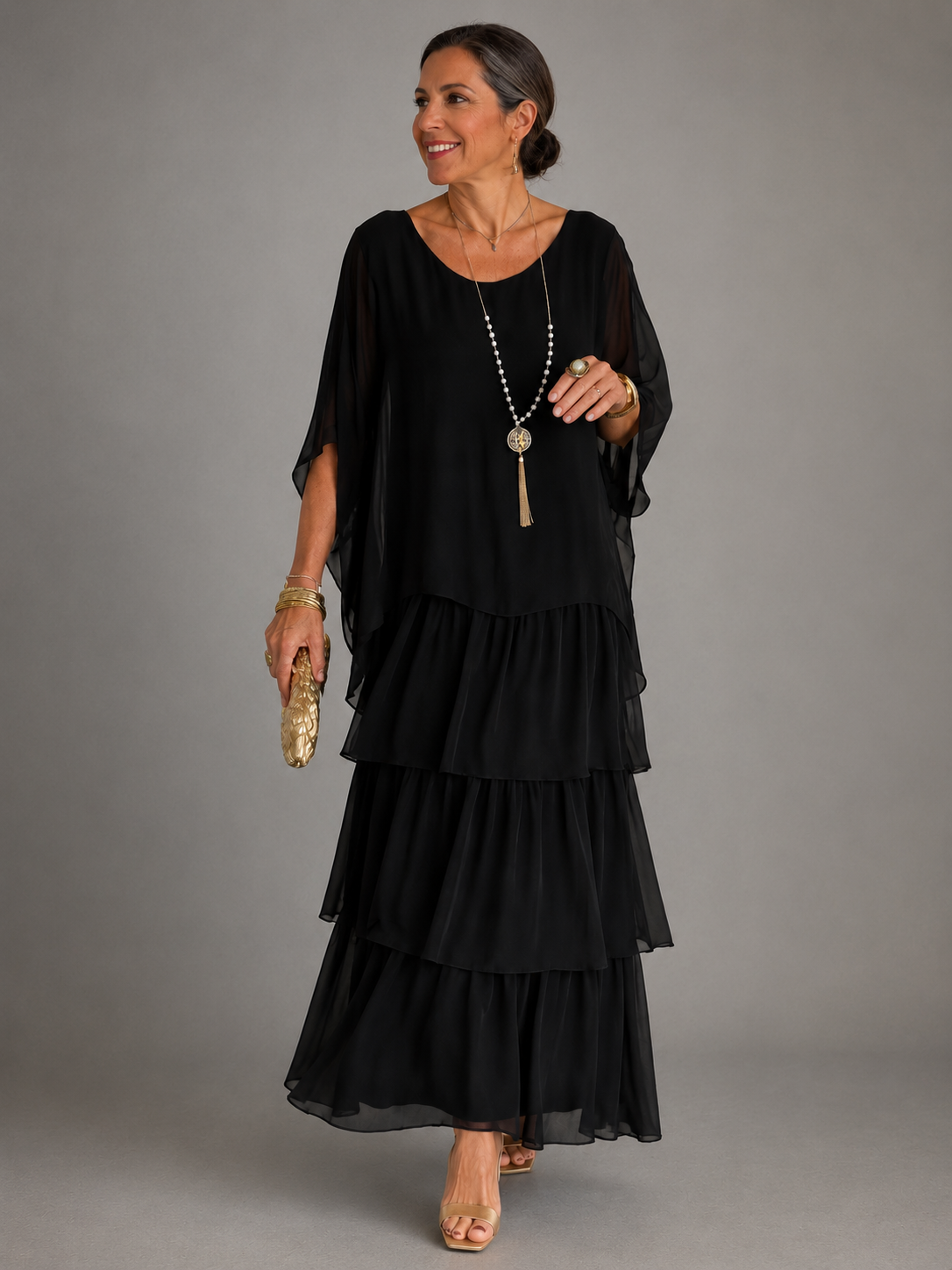 Vestido largo elegante y fluido — modelo Lara™