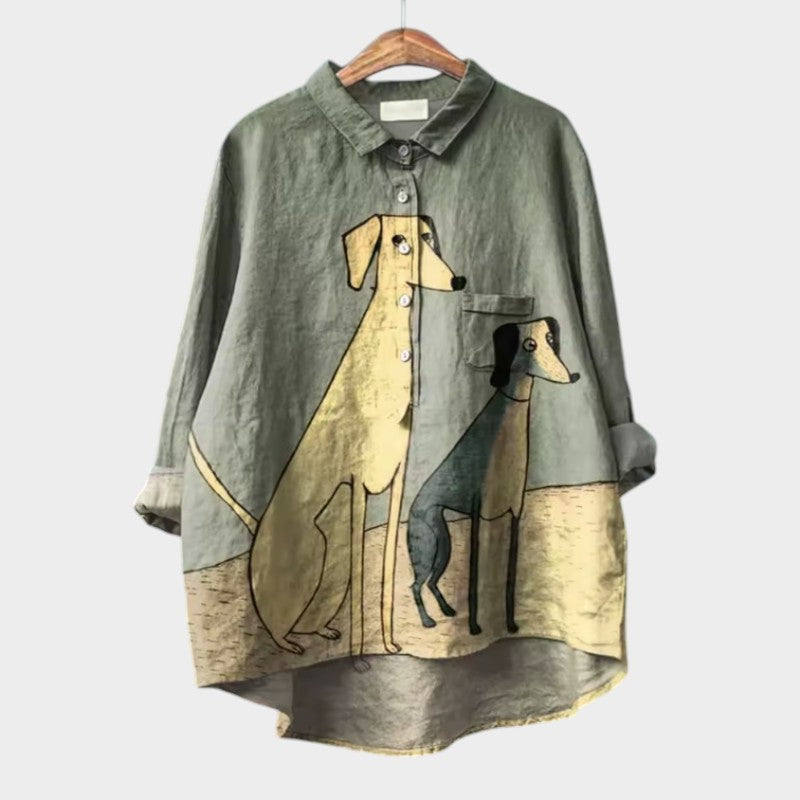 Pamela — Blusa de Lino Estampada Oversize (imagen 4)
