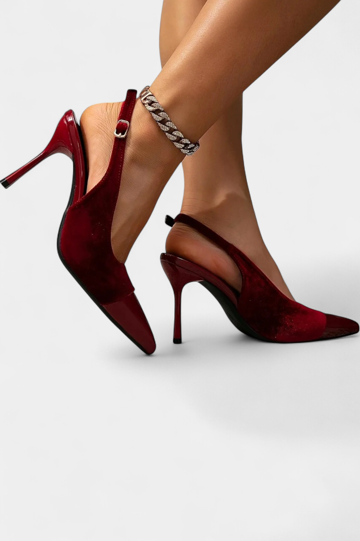 Tacón stiletto de terciopelo con patchwork — modelo Candice (imagen 2)